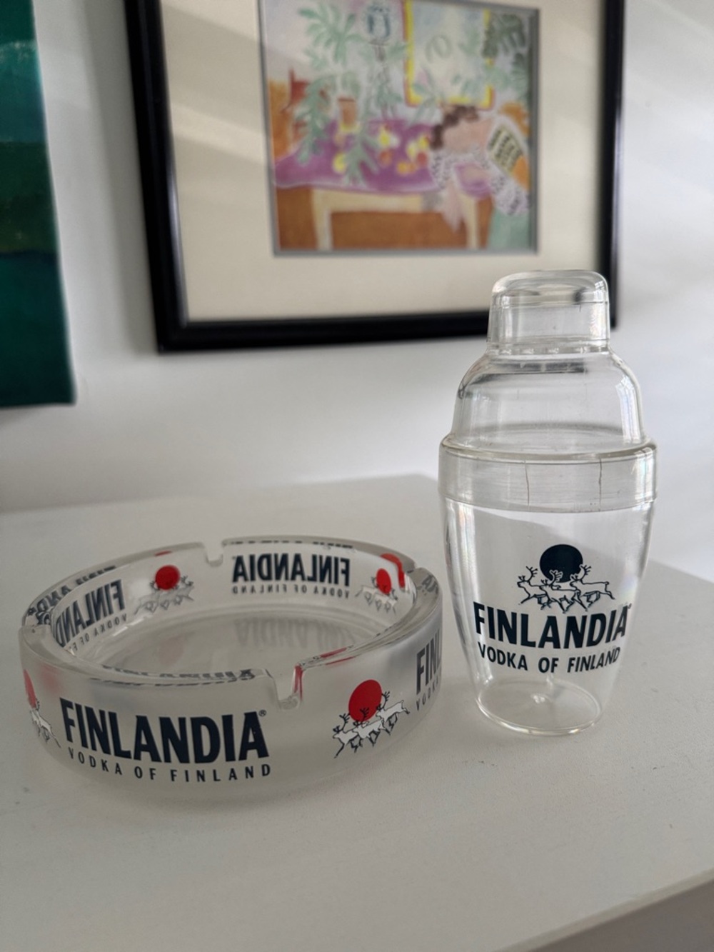 Finlandia Vodka Advertising Promotional Vintage Ashtray and Cocktail Shaker - Picture 2 of 9